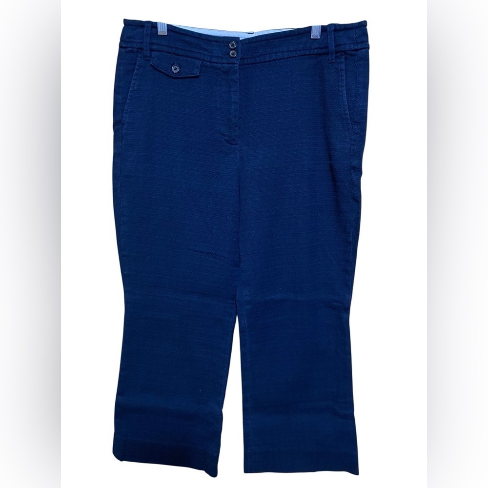 J. Crew Woman’s Blue Textured Crop Pants, Size 14.
